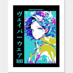 Vaporwave Anime Aesthetic Manga Girl Japanese Streetwear Posters and Art